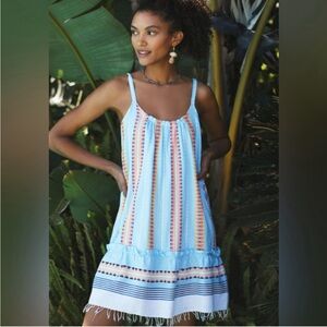 Lemlem Blue and White Striped Mini Dress